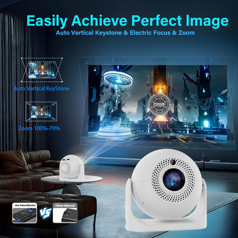 APEC 360 Home Projector 4K hard decoding WIFI BT up to 100 inch - Retail & Event Display - main product or real effect view