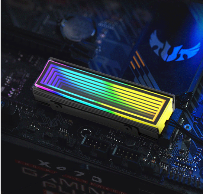 AEPC S-Mirror M.2 SSD Heatsink ARGB - main fan or cooler view