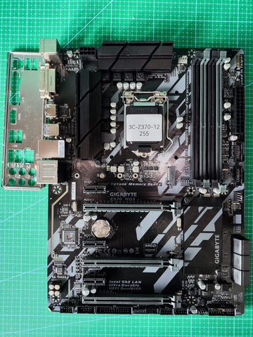GIGABYTE Z370 HD3 ATX LGA1151 DDR4 Motherboard + I/O Shield - full board and I/O shield view