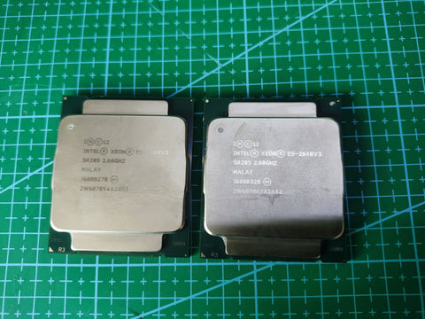 Intel Xeon E5-2640 v3 SR205 2.6GHz 8-Core 90W LGA2011-3 CPU - full board and I/O shield view