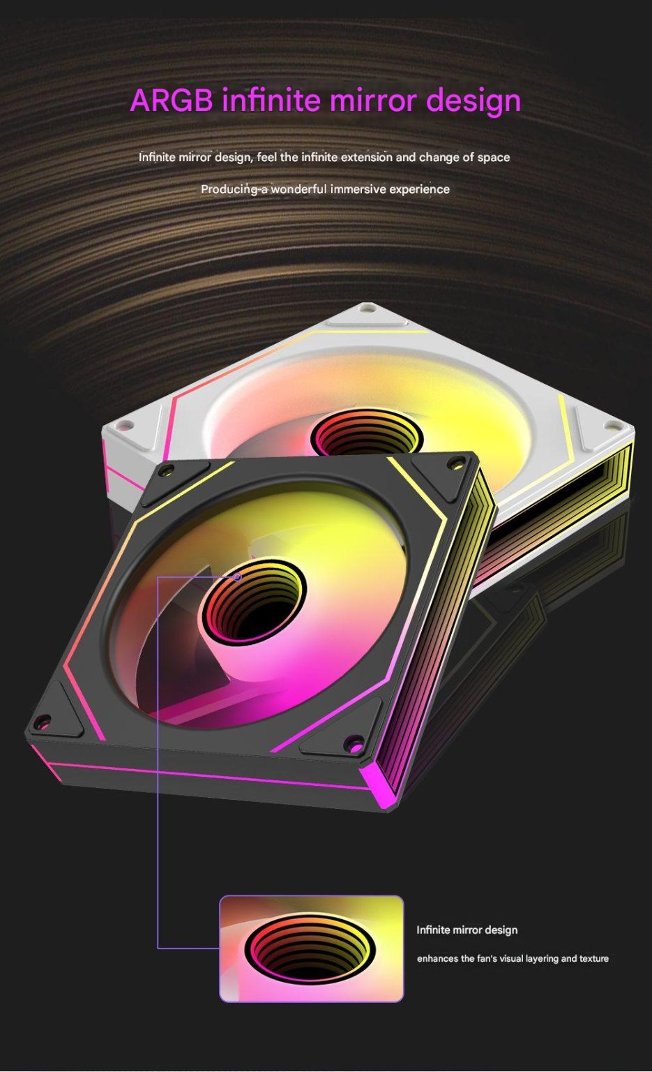 AEPC O3 PRO ARGB 120mm Infinity Mirror Fan - additional detail photo 4
