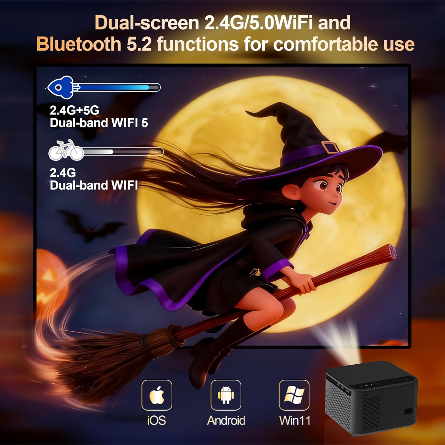 APEC A540 PRO Home Projector 4K hard decoding WIFI BT up to 130 inch - Retail & Event Display - additional detail photo 4