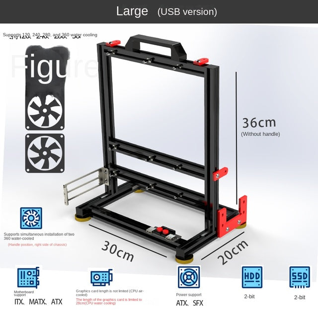 AEPC O1 Aluminum Open Desktop PC Test Bench Case - Ready for Local Pickup / Delivery - detail photo