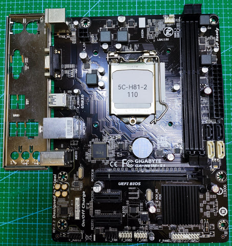 GIGABYTE H81 Motherboard LGA 1150 Intel 4th 5th Gen - Refurbished 90-Day Warranty - full board and I/O shield view