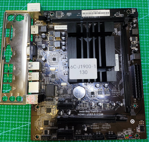 Intel Celeron J1900 CPU + Motherboard Low-Power Combo - Tested Refurbished Board - full board and I/O shield view