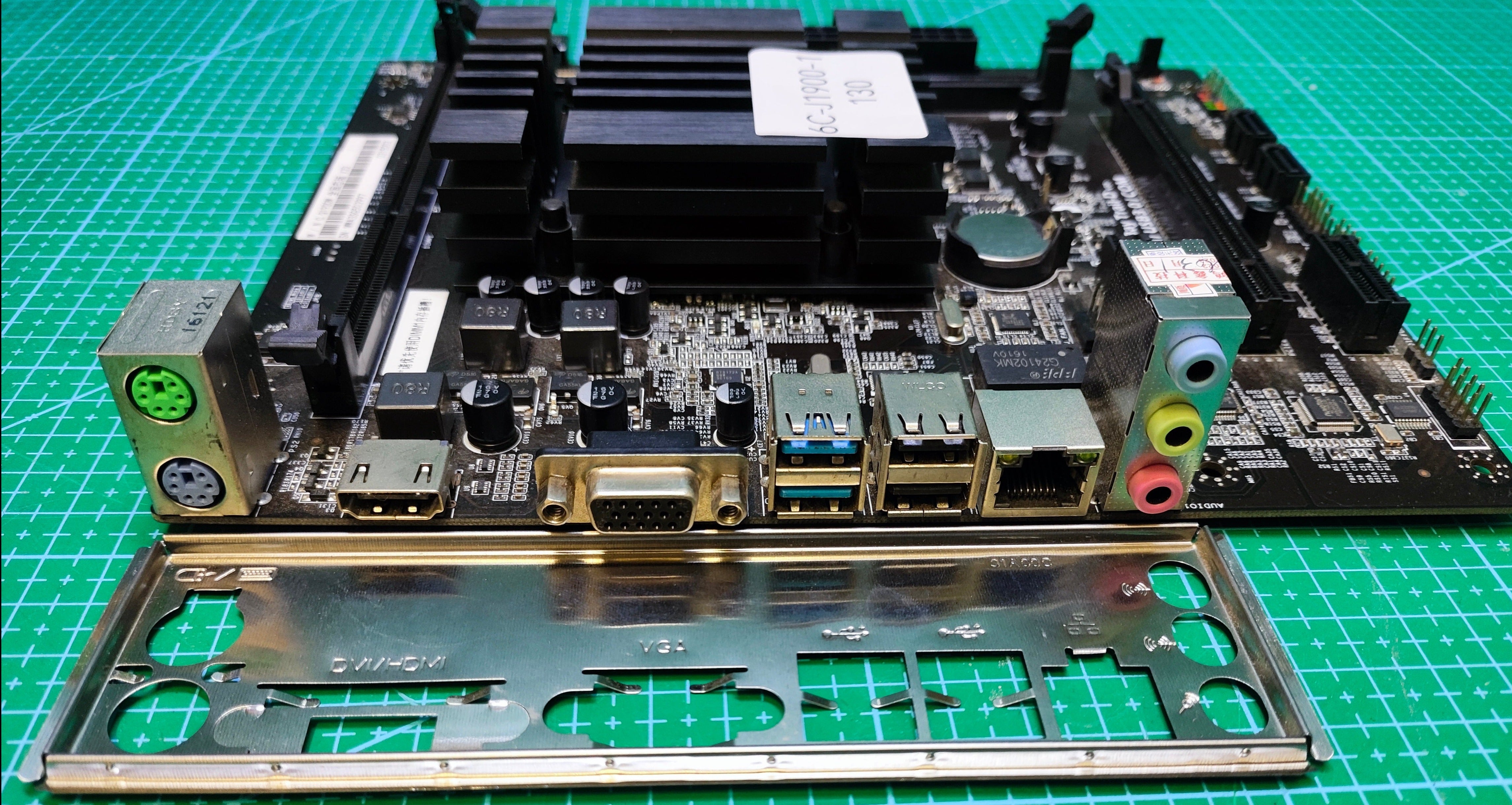 Intel Celeron J1900 CPU + Motherboard Low-Power Combo - Tested Refurbished Board - rear ports and connector detail