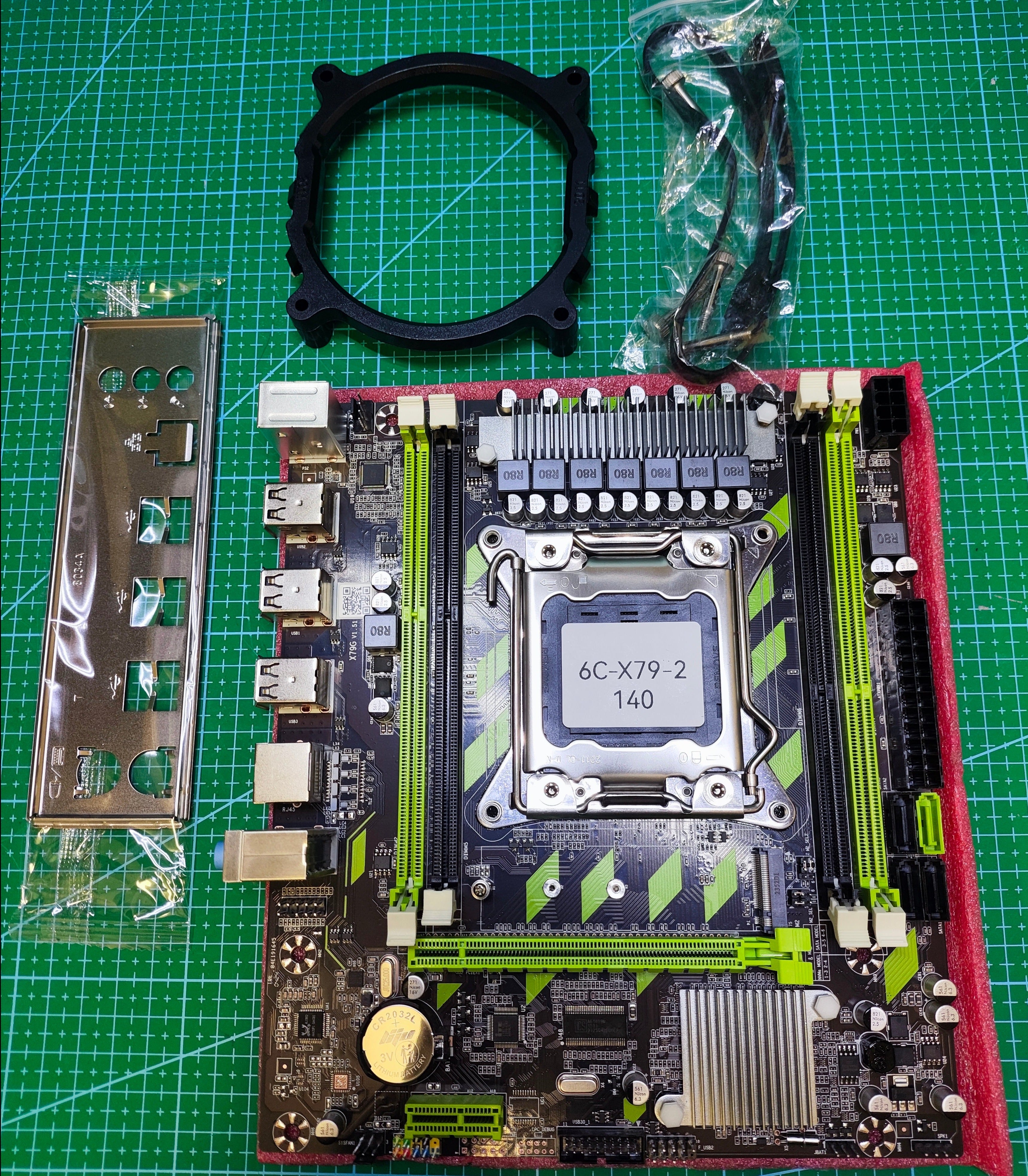 INTEL X79 Motherboard LGA 2011 i7 / XEON - Tested Refurbished Board - full board and I/O shield view