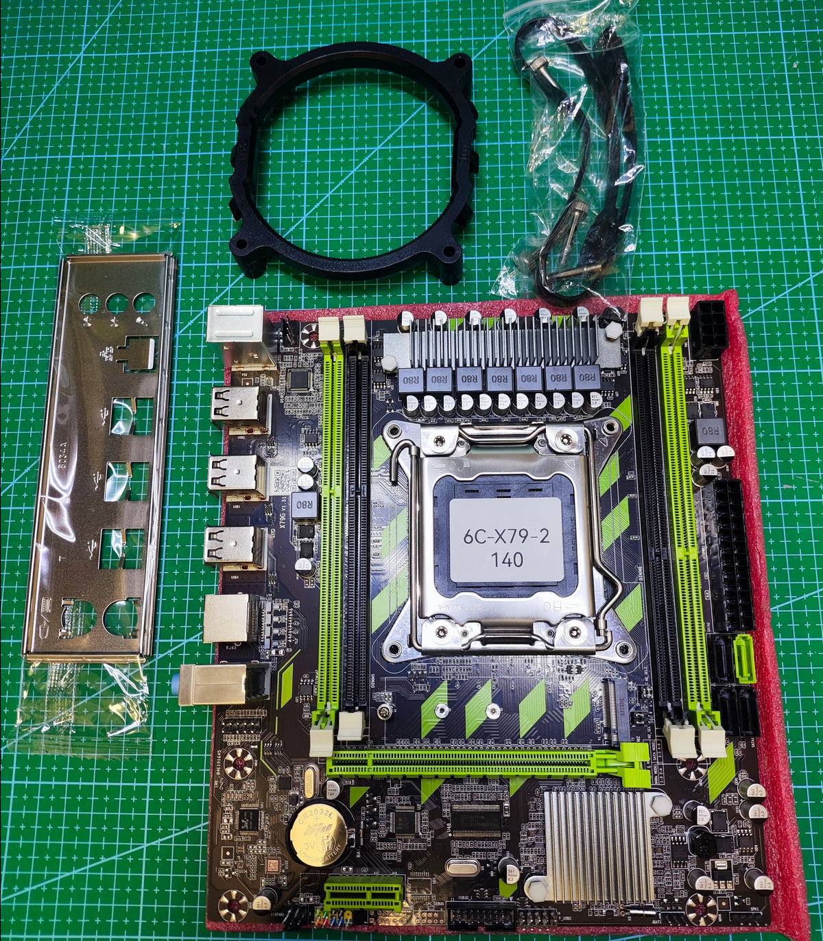 INTEL X79 Motherboard LGA 2011 i7 / XEON - Tested Refurbished Board - full board and I/O shield view