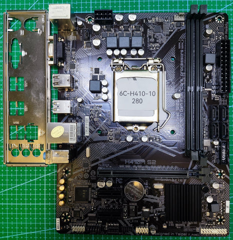 GIGABYTE H410 Motherboard LGA 1200 Intel 10th 11th Gen - Refurbished 90-Day Warranty - full board and I/O shield view