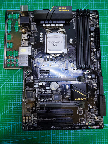 GIGABYTE Z170 Motherboard LGA 1151 Intel 6th 7th Gen / H110 B150 - Tested Refurbished Board - full board and I/O shield view