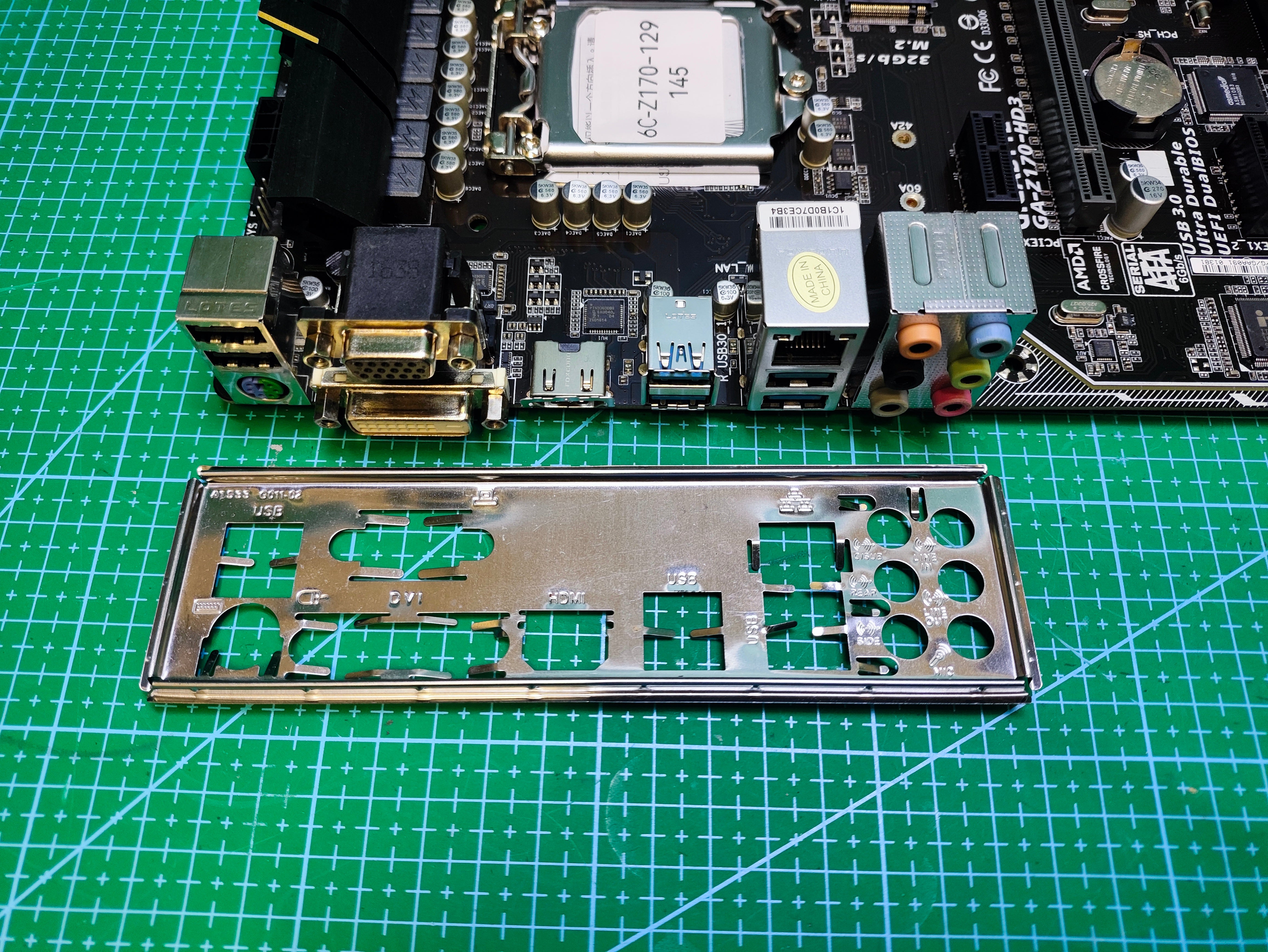 GIGABYTE Z170 Motherboard LGA 1151 Intel 6th 7th Gen / H110 B150 - Tested Refurbished Board - rear ports and connector detail