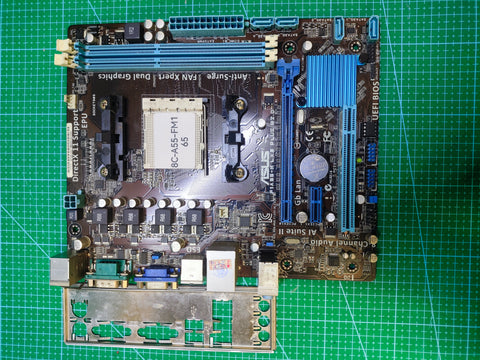 ASUS A55 Motherboard AMD FM1 - Tested Refurbished Board - rear ports and connector detail