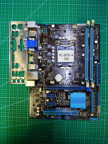 ASUS B75 Motherboard LGA 1155 Intel 2nd 3rd Gen - Refurbished 90-Day Warranty - full board and I/O shield view