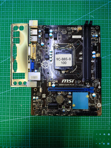 MSI B85 Motherboard LGA 1150 Intel 4th 5th Gen - Refurbished 90-Day Warranty - full board and I/O shield view