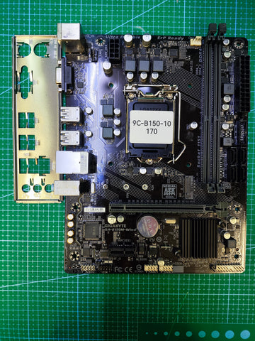 GIGABYTE B150 Motherboard LGA 1151 Intel 6th 7th Gen - Refurbished 90-Day Warranty - full board and I/O shield view