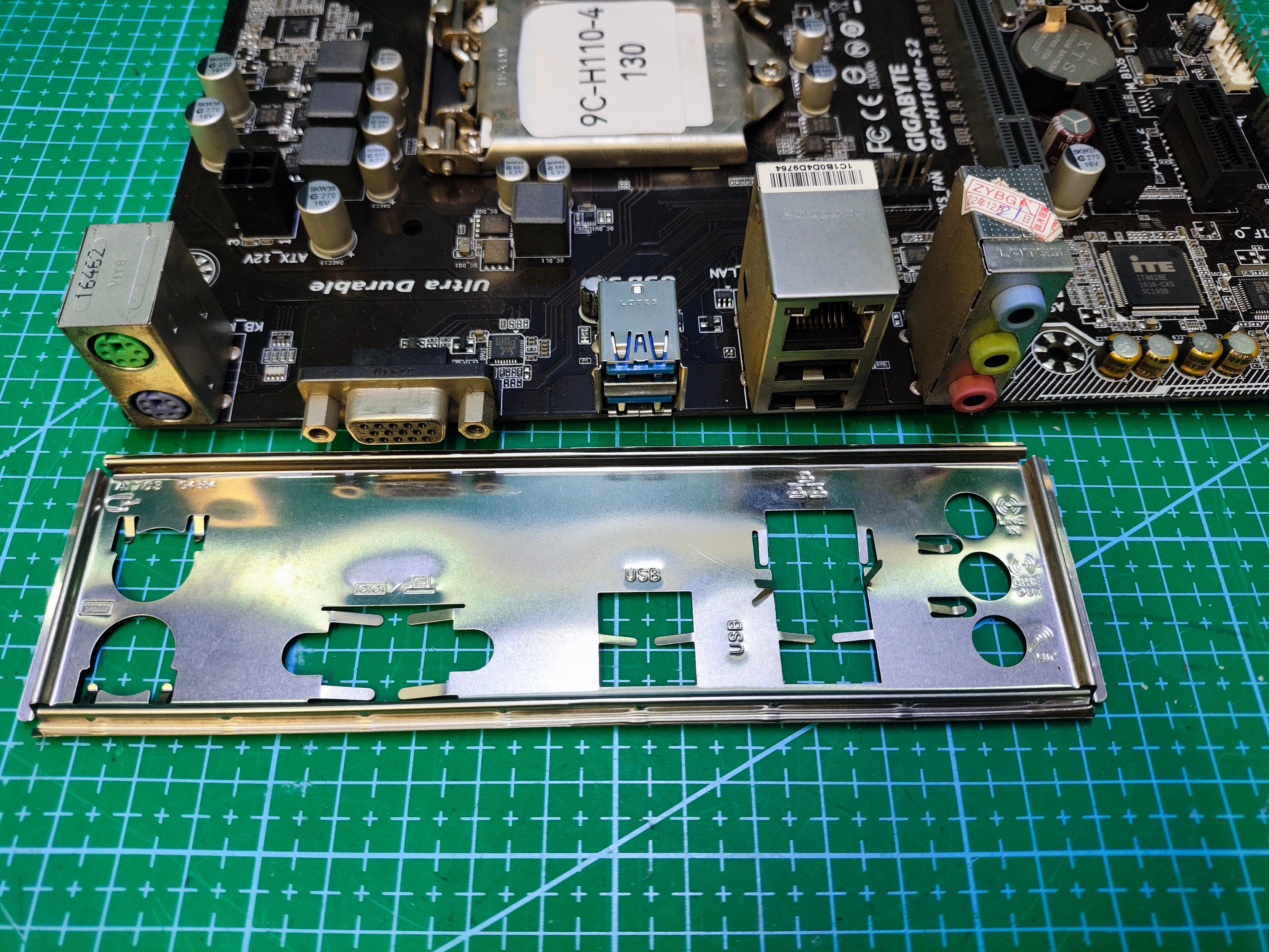 GIGABYTE H110 Motherboard LGA 1151 Intel 6Gen 7Gen / B150 H170 Z170 - Tested Refurbished Board - rear ports and connector detail