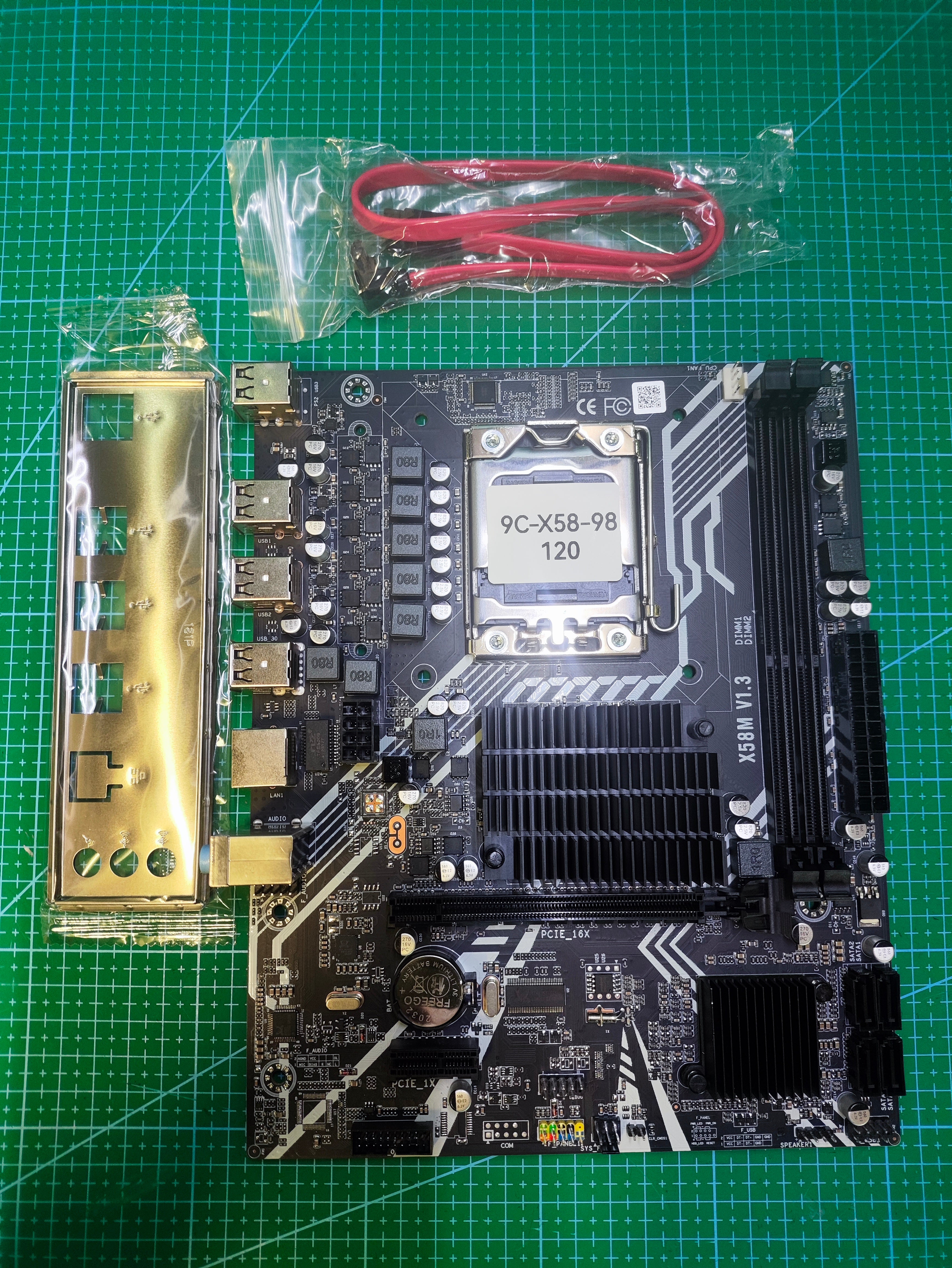 INTEL X58 Motherboard LGA 1366 i7 / XEON - Tested Refurbished Board - full board and I/O shield view