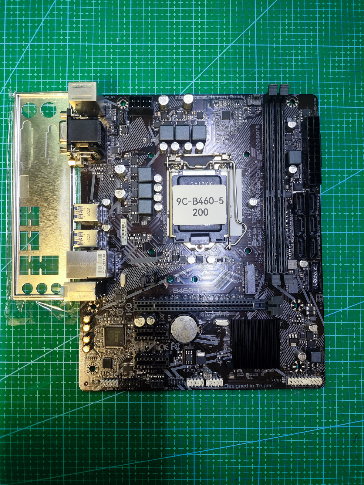 GIGABYTE B460 Motherboard LGA 1200 Intel 10th 11th Gen - Refurbished 90-Day Warranty - full board and I/O shield view