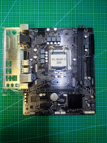 GIGABYTE B460 Motherboard LGA 1200 Intel 10th 11th Gen - Refurbished 90-Day Warranty - full board and I/O shield view