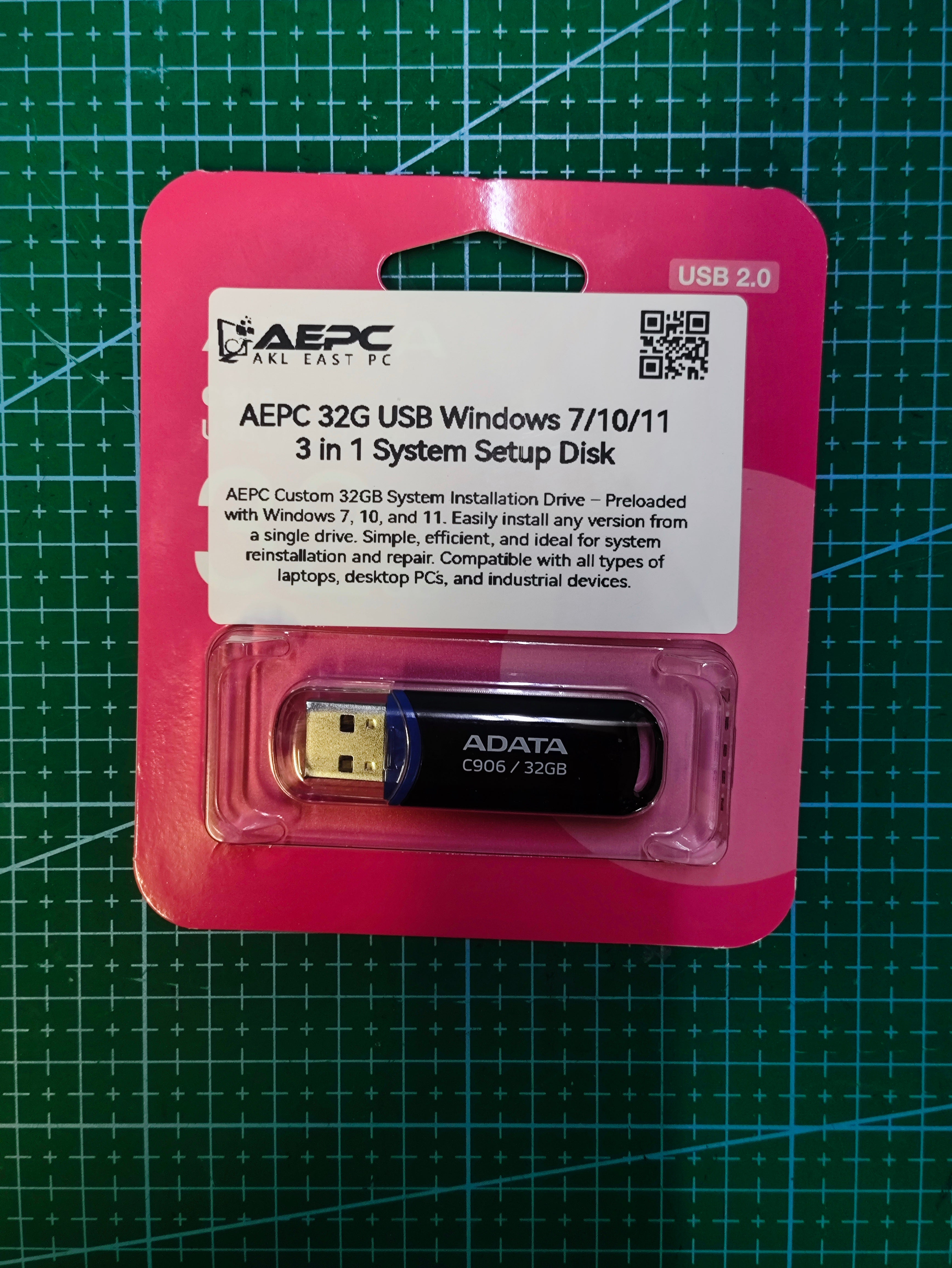 AEPC Windows Installation Drive Windows 7 / 10 / 11 USB Bootable Drive - detail photo