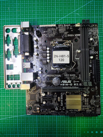 ASUS H81 Motherboard LGA 1150 Intel 4th 5th Gen - Refurbished 90-Day Warranty - full board and I/O shield view