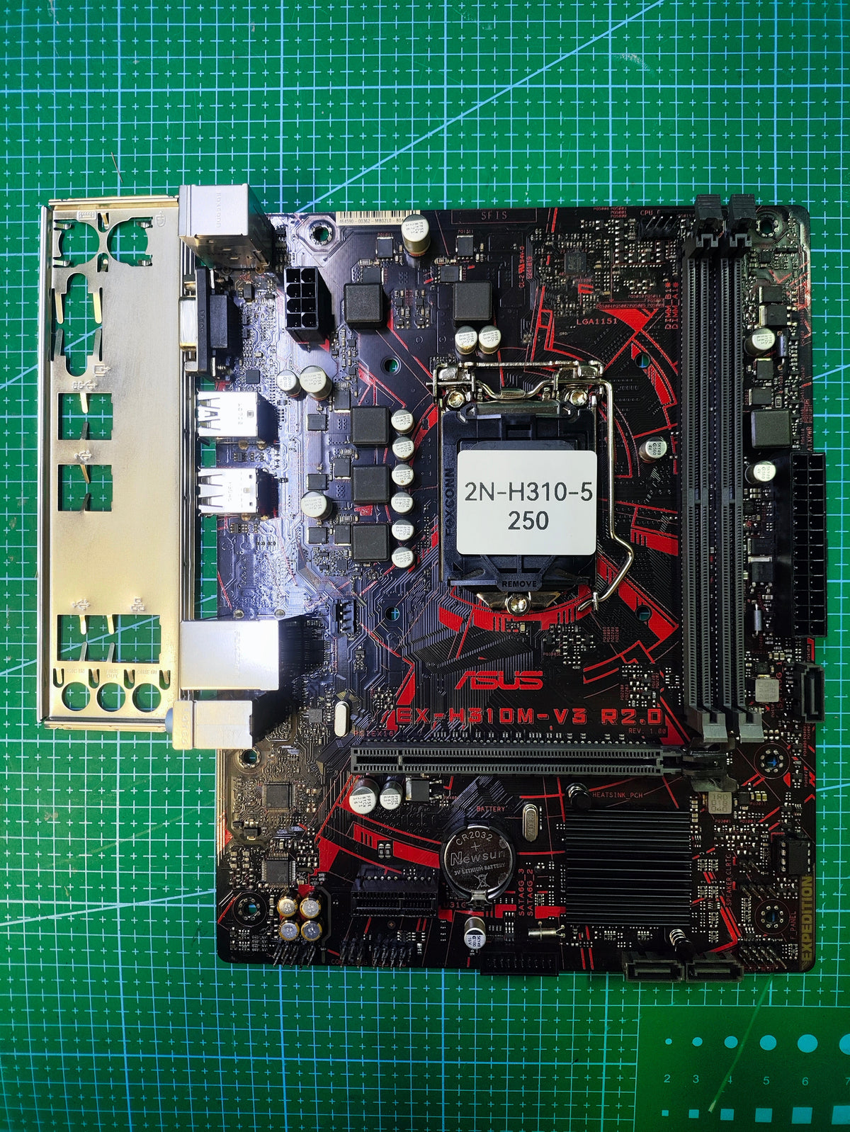 ASUS H310 Motherboard LGA 1151 Intel 8th 9th Gen - Refurbished 90-Day Warranty - full board and I/O shield view