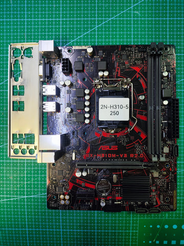 ASUS H310 Motherboard LGA 1151 Intel 8th 9th Gen - Refurbished 90-Day Warranty - full board and I/O shield view