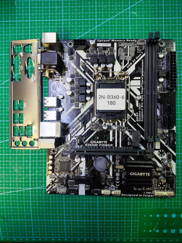 GIGABYTE B360 Motherboard LGA 1151 Intel 8th 9th Gen - Refurbished 90-Day Warranty - full board and I/O shield view
