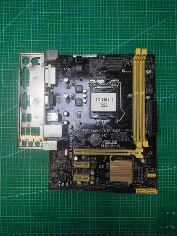 ASUS H81 Motherboard LGA 1150 Intel 4th 5th Gen - Refurbished 90-Day Warranty - full board and I/O shield view
