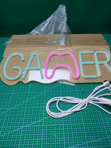 GAMER LED Neon Sign - Dimmable, USB Powered - included item or label detail