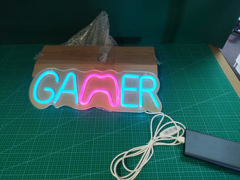 GAMER LED Neon Sign - Dimmable, USB Powered - additional detail photo 5