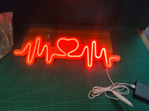 Heartbeat LED Neon Sign - 52cm Dimmable USB NEW - main product photo