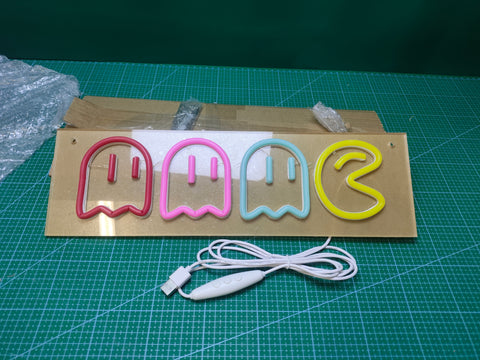 Arcade Character-Style Ghosts LED Neon Sign - 40cm Dimmable USB - detail photo