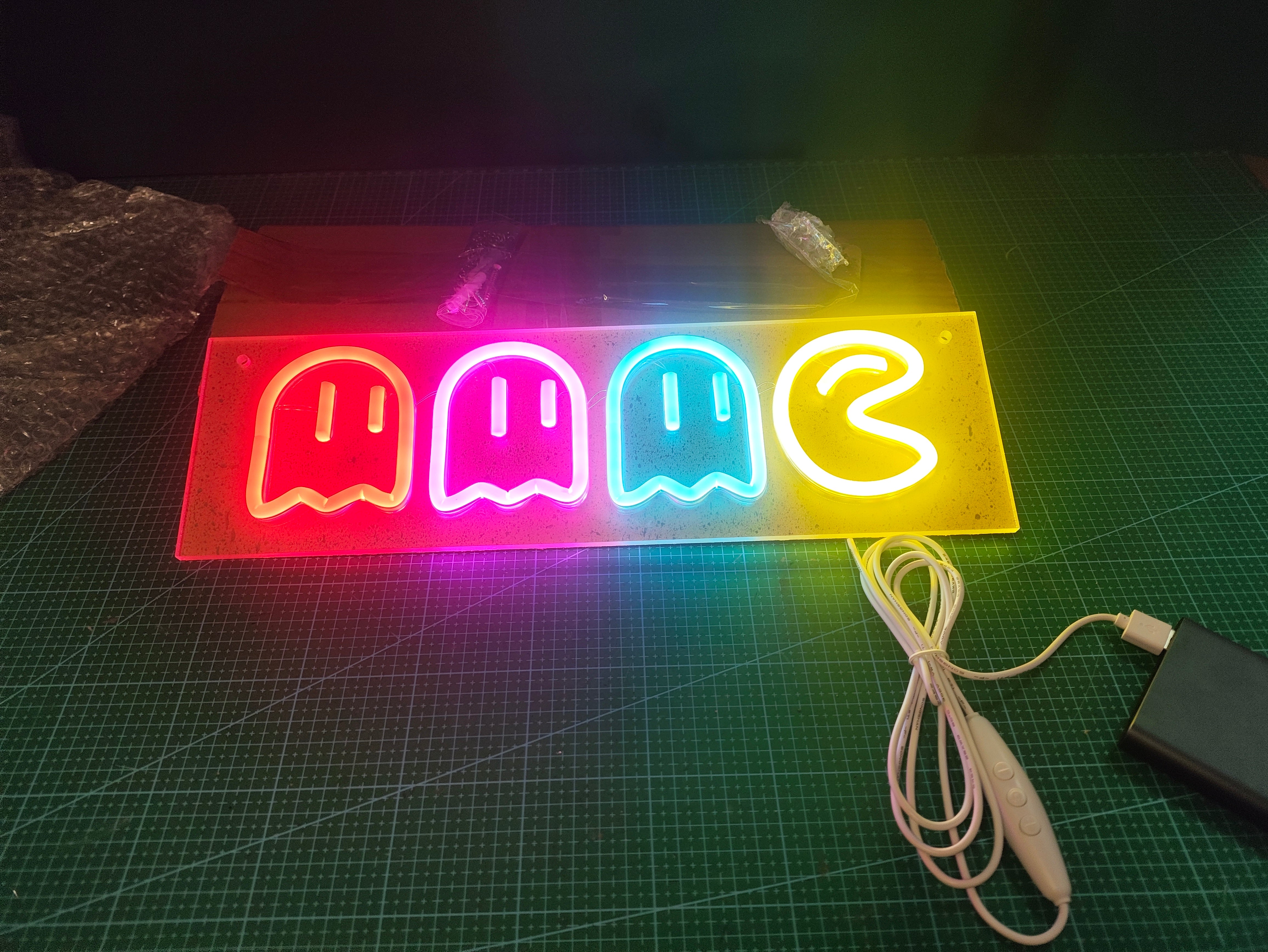 Arcade Character-Style Ghosts LED Neon Sign - 40cm Dimmable USB - main product photo
