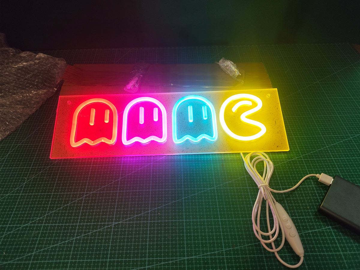 Arcade Character-Style Ghosts LED Neon Sign - 40cm Dimmable USB - main product photo
