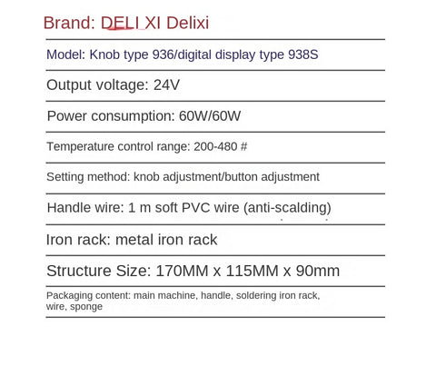 DELIXI 936S electric soldering iron 60w - Electronics Repair Essential - packaging proof