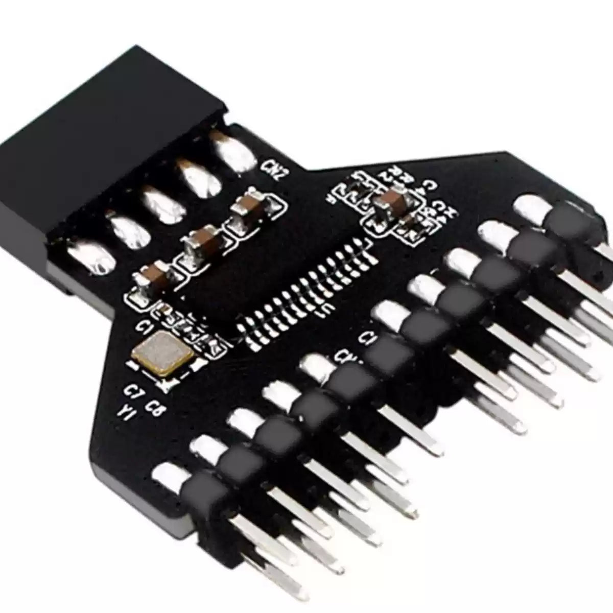 Desktop USB 2.0 9-Pin Header 1 to 2 Port Splitter - detail photo